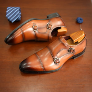 Chaussures en cuir décontractées à trois œillets pour hommes grandes tailles, chaussures d'affaires en cuir véritable, chaussures habillées de style britannique à boucle pour hommes - Product Image 3