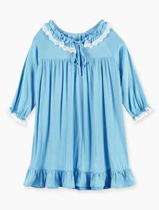 Pigiama per Bambine a Maniche Lunghe con Bordo Arricciato e Grafica con Slogan, <span class=keywords><strong>Camicia</strong></span> <span class=keywords><strong>da</strong></span> <span class=keywords><strong>Notte</strong></span> in Bambù per Bambine - Product Image 3