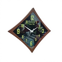 Reloj de Pared de Lujo Hecho a Mano con Movimiento de Cuarzo, Forma de Diamante, MDF, para Decoración de Hogar y Oficina, Sala de Estar, USA