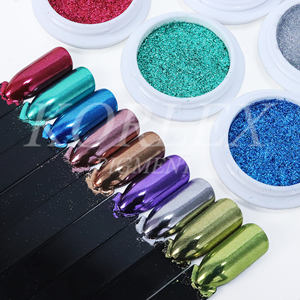 Poudre miroir chromée pour nail art grande taille, pigment de vernis à ongles gel rose gold sirène - Product Image 6