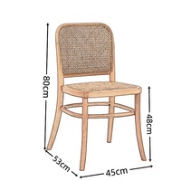 Chaises de salle à manger italiennes vintage design nordique moderne en bois de chêne tissé rotin dos café