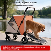 Poussette pliable multifonctionnelle pour chien de taille moyenne à grande, chariot de mobilité portable, chariot de promenade pour chien senior, transporteur multi-animaux en métal