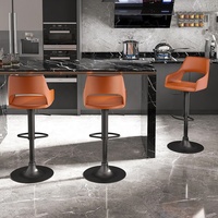 [En stock] Tabouret de bar en cuir minimaliste italien avec accoudoirs pivotants et réglables en hauteur, design moderne pour comptoir de bar