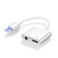 Offre Spéciale – Adaptateur Audio OTG 2-en-1 pour Casque, Prise Jack 3,5 mm, Coque Métallique, Câble Convertisseur de Charge pour iPhone, Blanc, En Stock, Court