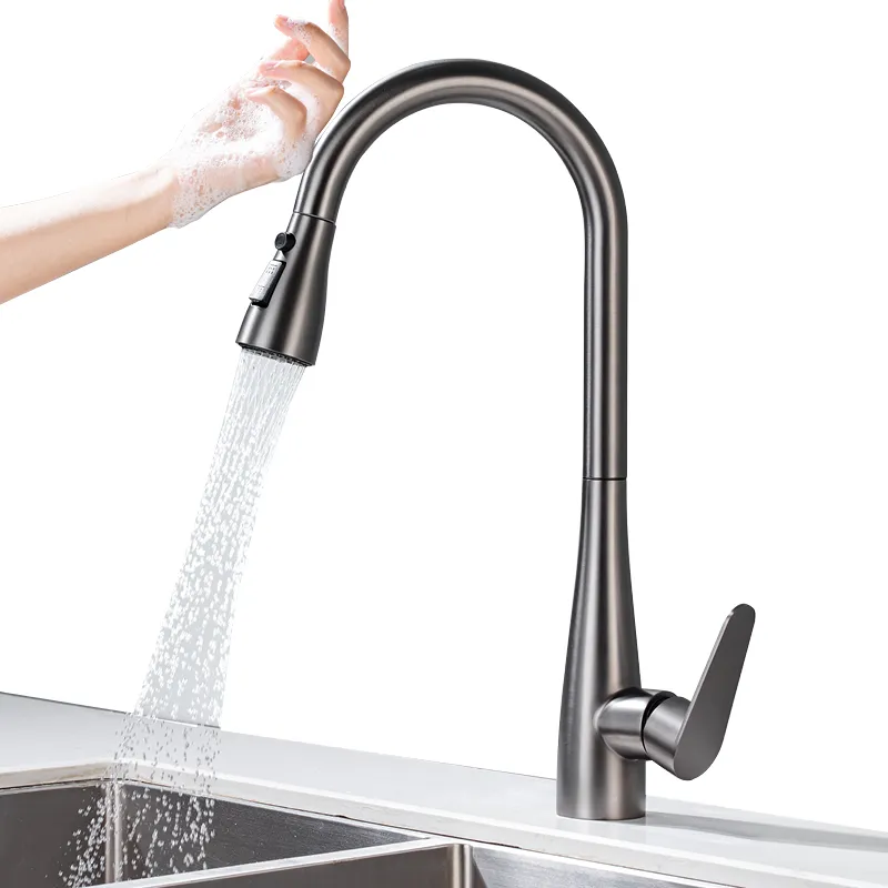 New design single hole smart touch kitchen faucet 304 stainless steel pull out kitchen sink faucet