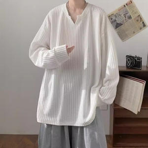 Textured <b>Long</b> <b>Sleeve</b> <b>T</b>-<b>Shirt</b> for <b>Men</b> 2025 Spring and Autumn New American Style Heavy Loose Youth Base Layer Top - Product Image 6