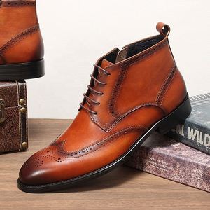 Botas de Hombre Nuevas de Invierno, Botas de Piel Vacuna con Diseño Brogue, Botas de Moda - Product Image 5
