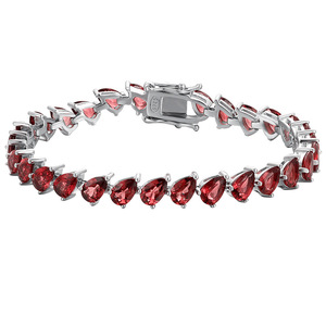 Bracelet en grenat de forme poire / ovale / cœur, minimaliste et contemporain, en argent sterling 925, bijou unique et polyvalent pour les sorties nocturnes - Product Image 6