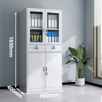 Armoire métallique durable et écologique à 4 portes, 2 tiroirs, en acier, avec serrure, moderne, pour bureau, maison, chambre, salle de sport, école