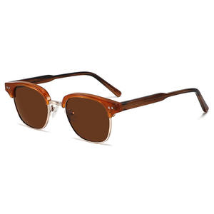 Gafas de Sol de Acetato con Montura Semi-Rimless Estilo Europeo para Hombre, Polarizadas UV400, Protección Solar para Conducir, Atuendos Modernos, Hechas en Wenzhou - Product Image 1