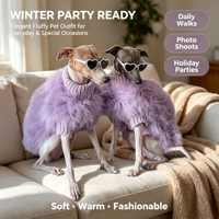 Pull en Plumes Luxueux et Moelleux pour Chien, Chandail Chaud à Col Roulé pour Chiens de Petite à Moyenne Taille, Idéal pour Fêtes et Séances Photo, Rose Bleu Lavande S-XL