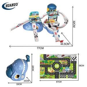Nueva llegada niños 3 en 1 dinosaurio almacenamiento maleta garaje estacionamiento aleación policía coche Parque Aventura juguetes con mapa - Product Image 5