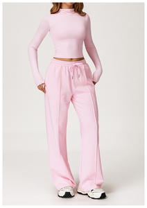 Ensemble deux pièces décontracté pour femme : pantalon large taille haute et sweat-shirt sans manches pour le yoga, le fitness et les activités sportives estivales - Product Image 2