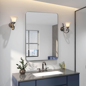 <b>Silver</b> Metal Framed Rectangular Wall <b>Mirror</b> 24x36 Inch For Bathroom Decor - Product Image 3