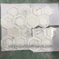 Vietnam haute qualité blanc piquet Style marbre naturel petit hexagone allongé pierre mosaïque carrelage pour mur et sol