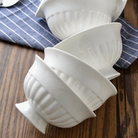 Bol à soupe et à nouilles en céramique de porcelaine osseuse émaillée de style japonais, blanc pur, de 4,5 à 6 pouces, compatible lave-vaisselle et écologique pour la maison