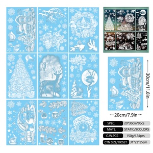 Pegatinas <span class=keywords><strong>Decorativas</strong></span> Navideñas <span class=keywords><strong>para</strong></span> Ventanas, Ecológicas, de PVC, Electrostáticas, Creativas, con Diseño de Muñeco de Nieve, Casa de Nieve y Árbol de Navidad, Calcomanías <span class=keywords><strong>para</strong></span> Vidrio - Product Image 6