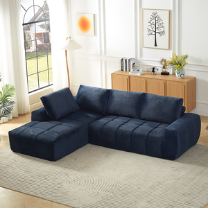 Luxury Faux Fur L-Shaped Sectional <b>Sofa</b>, Oversized Minimalist <b>Sleeper</b> Couch, No Assembly, Ideal for Living Room & Apartment - Product Image 6