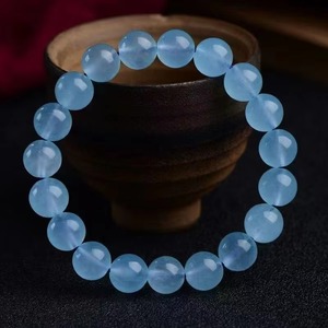 Natural <b>Aquamarine</b> Chalcedony Crystal Hydrating Ice Blue Transfer Single Circle <b>Bracelet</b> Men Women China - Product Image 1