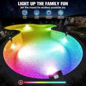 Luces Solares para Piscinas LightHacker, con Termómetro LCD, 10 Modos de Luz, Apagado Automático y Temporizador, Impermeables, 1 Unidad - Product Image 5