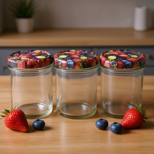 Tangy Berry Printed <b>Glass</b> Jars With Lids 6 Pack Storage <b>Containers</b> For Kitchen Use - Product Image 3