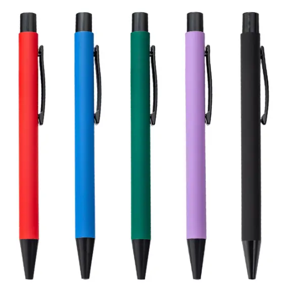 Office supplies business metal ballpoint pen retractable aluminum ball pen colorful body cheap hotel pen