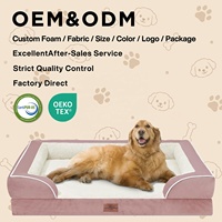 Maßgefertigtes Hundebett vom Hersteller: Kristallvelours, Wasserdicht, Orthopädisches Haustier-Sofa, Großhandel 28D 35D Hochunterstützendes Schwammbett OEM ODM