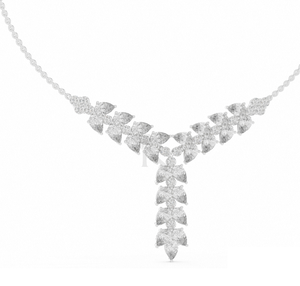 Collar con colgante de diamante talla pera en forma de Y, de oro macizo de 14K, con diseño de enredadera botánica, colgante colgante en cascada, de diamante cultivado en laboratorio, llamativo y de alta joyería - Product Image 6