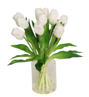 Pot pohon Tulip buatan 34cm, 10 bunga plastik dengan sentuhan nyata untuk acara ulang tahun