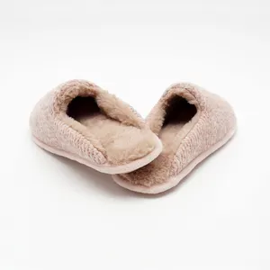 Customized House Faux Fur Slippers Spa Washable Comfortable Fuzzy Plush Indoor Chenille Knit Shoes