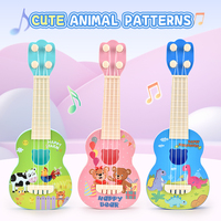 Kids Educational Music Toys Guitar Cartoon Animal Four-String Guitar Ukulele 10-Inch Musical Instruments for Baby Gifts