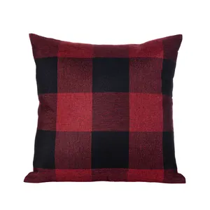 최고의 하우스 장식 빨간색과 검은 색 버팔로 체크 패턴 디자인 베개 케이스 쿠션 커버