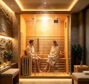 Sauna Interior de Madera de Cedro Sólido Natural Personalizada con Infrarrojos Lejanos, Capacidades Opcionales de 2, 4 y 6 Personas - Product Image 1