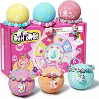 Set de Regalo OEM para Niñas: Pulsera Sorpresa con Bombas de Baño, Bolas Efervescentes Coloridas Hechas a Mano a Base de Plantas, Unicornio, Sirena, Hidratante