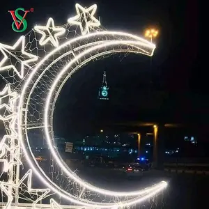 大型流行穆斯林节日庆典穆巴拉克斋月装饰户外月亮和星星图案灯