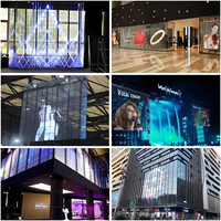 Şeffaf Cam Esnek Ultra İnce LED Izgara Ekran Holografik Kristal Film Şeffaf LED Ekran