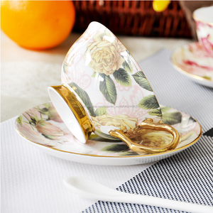 De grado de alimentos fiesta taza de té logotipo personalizado borde dorado boda tazas Taza de café y platillo a granel baratos - Product Image 2