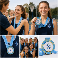 Médaille de netball 3D personnalisée rotative avec rubans, forme ronde, design de médaille sportive, médaille en alliage de zinc personnalisée et rotative