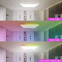 Plafonnier carré LED 28W avec télécommande à changement de couleur RVB, chambre à coucher, salon, lumière à intensité variable Bluetooth