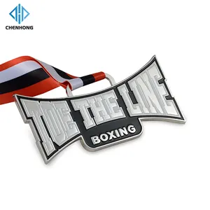 Design Delicate Appearance Medalla 3D Kickboxing Bespoke Sport Runner Up Competition Champion Boxing Medals With Ribbon For Sale