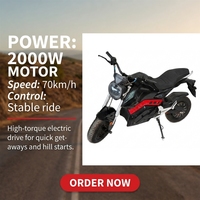 Moto Scooter Électrique 2 Roues Cyclomoteur Moto Électrique Adulte 2000W Vitesse 70km/h CKD CBU Moto Électrique Fabriquée en Chine