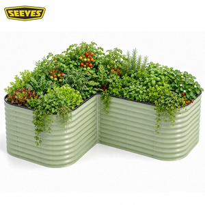 SEEYES Bac à légumes surélevé en acier galvanisé ergonomique en forme de L, extra haut, 85x69x34 pouces, pour plantes, herbes et fleurs - Product Image 1