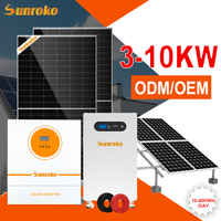 Système d'énergie solaire hybride Sunroko 3000W 5Kw 6Kw 8Kw 10Kw hors réseau, ensemble complet de système solaire photovoltaïque