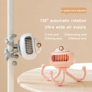 Nouveau ventilateur portable sans pales pour poussette, design dessin animé OVNI pieuvre, sans fil, sécurisé, rechargeable par USB, petit ventilateur de bureau - Product Image 2