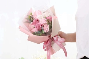 Kleine zweifarbige Ouya Papier Mini Geschenk box Wasserdichtes frisches Blumen verpackungs papier Verdicktes Harz beschichtete Rolle Großhandel - Product Image 5