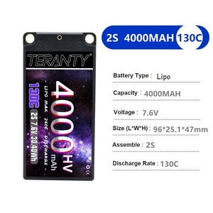 Batterie Lipo RC 4000Mah 2S 7.6V Hv Low Profile Hardcase Shorty Lipo Battery 5.0Mm Bullet Voor Racing Rc Auto Boot 130C 7.6V Battery - Product Image 2