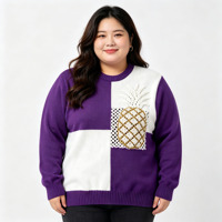Pull-over en maille ajourée à manches longues pour femme, col rond, coupe oversize, style décontracté, Factory Fashion
