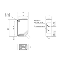 Sensor de Detección Transparente con Protección Contra Cortocircuitos, Interruptor de Automatización, Alcance de 20 cm, Sensor Fotoeléctrico Industrial de Luz Roja