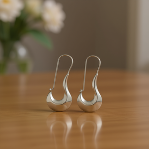 Orecchini a gancio irregolari dall'aspetto metallico liscio per donna, accessori moderni per feste e uso quotidiano - Product Image 2