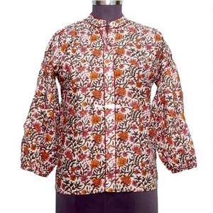 Women Fit Flare Romantic Vintage <b>Indian</b> Cotton <b>Top</b> O-Neck Full Sleeve Floral Print Button Winter Breathable Summer Quick Dry - Product Image 1